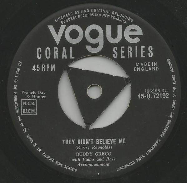 Buddy Greco - They Didn't Believe Me