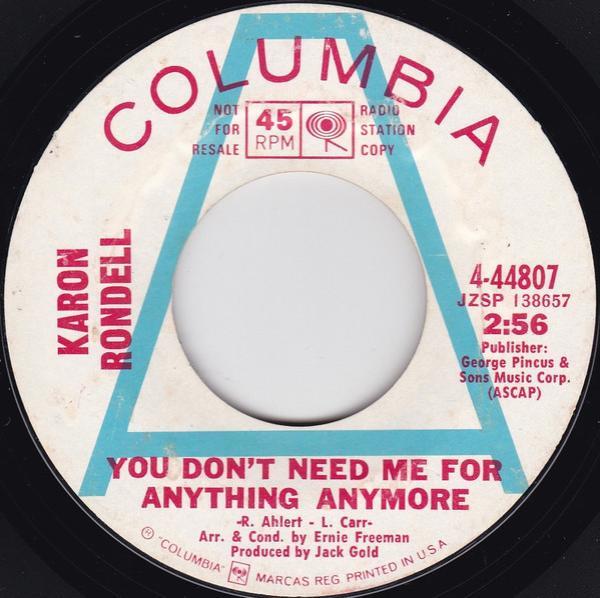 Karon Rondell - I've Been Down / You Don't Need Me For Anything Anymore