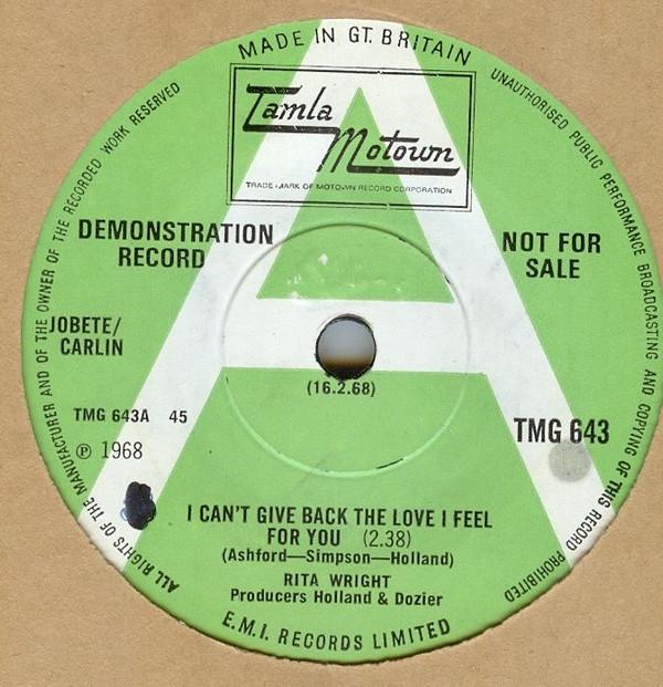 Rita Wright - I Can't Give Back The Love I Feel For You
