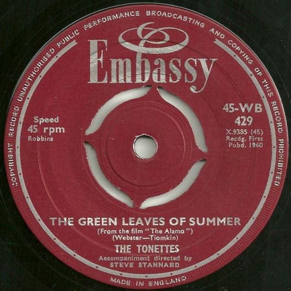 Steve Stannard And His Group, The Tonettes (3) - The Green Leaves Of Summer / Gurney Slade